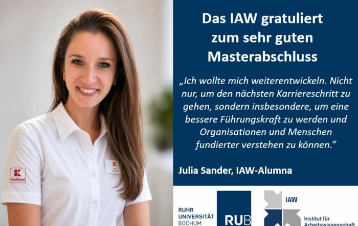Das IAW gratuliert Julia Sander zum sehr guten Abschluss 1 Bild Julia Sander