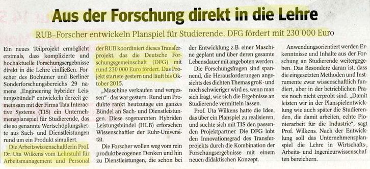 DFG fördert neues Transferprojekt im Sonderforschungsbereich 29 2 waz 20130517
